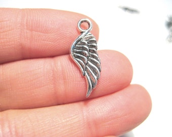 10pcs of Antique Silver Small Wing Charms Pendants Double Sided(No.CM134)