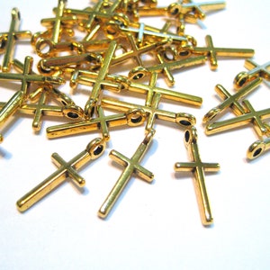 20pcs of Antique Gold Small Cross Charms Pendants 16mm(No. GCM1149)