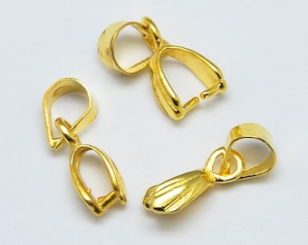 10pcs of Gold Tone Plated Pinch Bails Pendant Bails 15x5mmm(No. GBC1607)