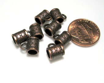 10pcs of Dark Antique Copper Pattern Carved Bails 10mm x 8mm Metal Beads(No. ACB1043)