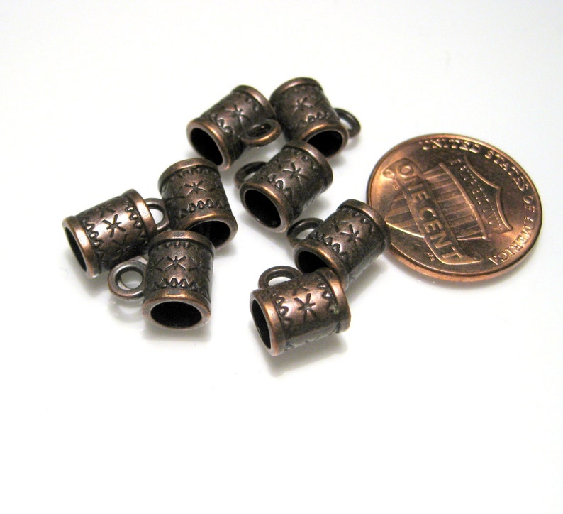 10pcs of Dark Antique Copper Pattern Carved Bails 10mm x 8mm Metal BeadsNo. ACB1043 image 1