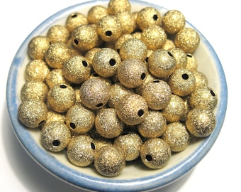 30pcs of Brass Stardust Hollow Spacer Beads 8mm Round Ball Beads(No. BSP1579)