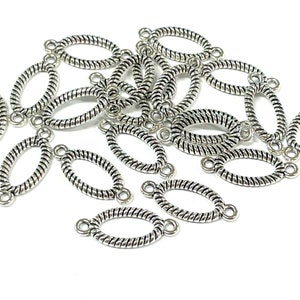 20pcs Antique Silver Plated Oval Links Connectors 20x9mm (No. SLC1316A)