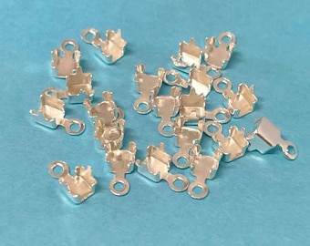 20 Silver Plated Cup Chain End Caps: 2.8mm Inner Diameter(No.CRP888)