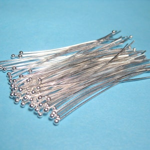 100 Bright Silver Plated Ball Head Pins 23Ga, 50mm( No. 5801)