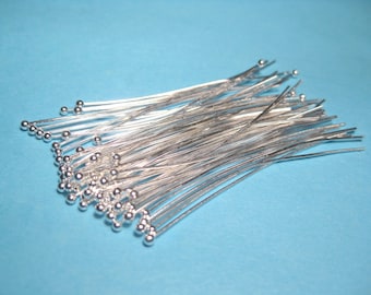 100 pasadores de cabeza esférica chapados en plata brillante de calibre 23, 50 mm (n.º 5801)