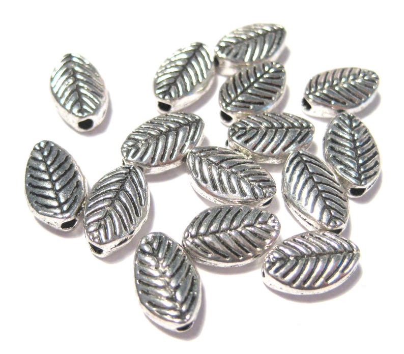 20pcs of Antique Silver Leaf Spacer Beads 9mm Metal beadsNo.SSPC1282 image 1