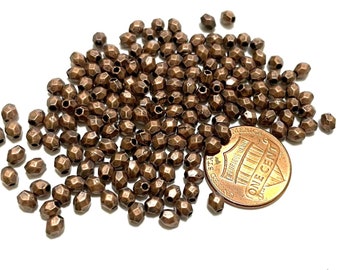 100pcs of Antique Copper Oval Faceted Spacer Beads(No. CSP2116)