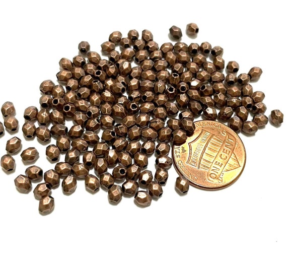100 Pcs 8x4mm Copper Oval Tiny Beads Small Tube Beads Shiny Copper