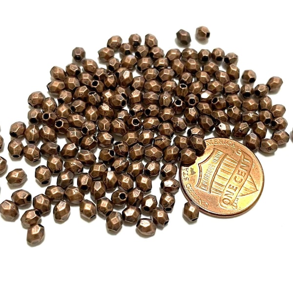 100pcs of Antique Copper Oval Faceted Spacer Beads(No. CSP2116)