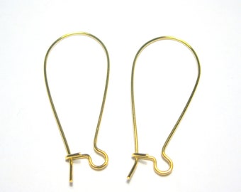 30pcs of Gold Plated Kidney Earwires 36mm 21Gauge (No. EW1236)