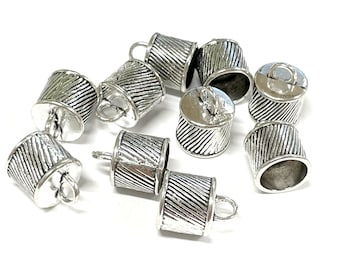 10pcs Large Antique Silver Cone Cord end Cap Tassel Cap 15mm(No. SBC2175)