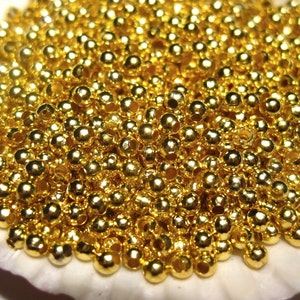 500pcs of Gold Tone Plated 2mm Smooth Ball Spacer Beads Jewelry Supplies(No. GSB1111)