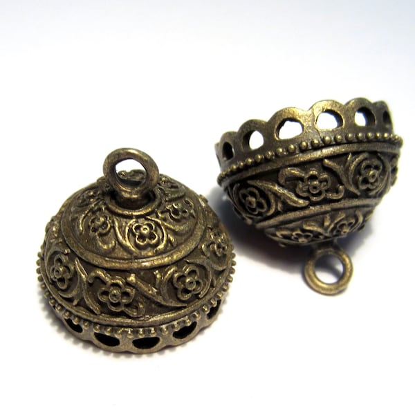 2pcs of Antique Bronze Large Tassel Caps Cone Bead Caps(No.BZCP511)
