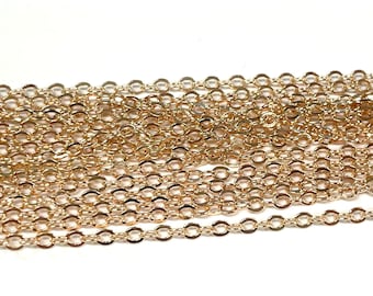 16ft of Rose Gold Brass Flat Oval Cable Chains 2.6x3.3mm(No.01RG)