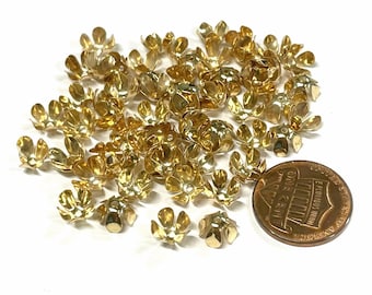 100pcs of Light Gold Tone Flower Bead Caps 8x4mm(No. GCP1078)