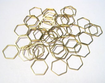 100pcs of Raw Brass Hollow Hexagons Links Connectors 10mm(No. BL1524)