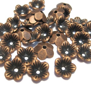 20pcs of Antique Copper Plated Flower Bead caps 10x3mm(NO. CPCAP601)