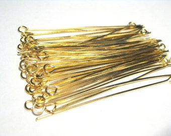 100pcs of Gold Plated Eye Pins 2 inches (50mm)21ga (No.661)