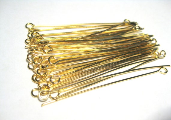 2 Inch Long Eye Pins 50mm Eyepins Gold Plated Eye Pins 