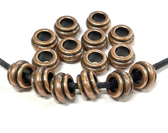 10pcs of Antique Copper Large Hole Spacer Beads(No. CPSP660)