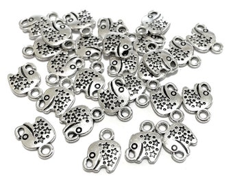 20pcs of Antique Silver Small Elephant Charms Pendants Double Sided 11mm(No.CM008)