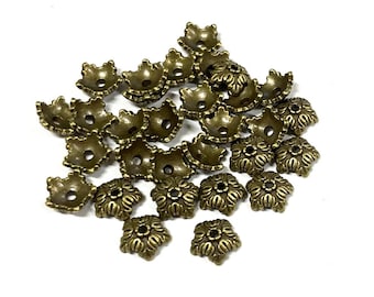 Artibetter Ciondoli E Coni Copriperline In Bronzo Filigrana - Forma Di Fiore Petalo E Tromba (41x8 Mm) - 5 Pezzi Per Gioielli Fai Da Te - 4