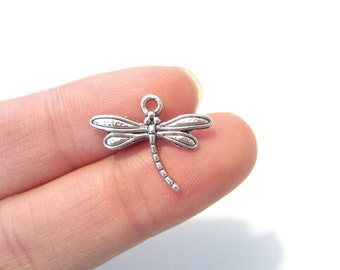 20pcs of Antique Silver Dragonfly Charms Pendants 15mmx17mm Tibetan Silver Charm(No.CM068)