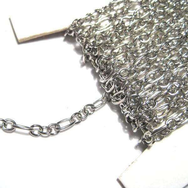 10ft of Silver Tone Iron Handmade Chains Mother-Son Chains ( No.5YN)