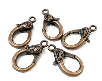 5pcs of Large Red Copper Lobster Claw Clasps(No. LBCLS781)