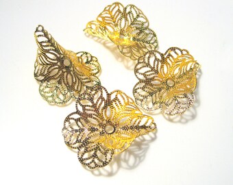 9pcs of Gold Flower Filigree Cone Caps Bead Caps(No. BCP415)