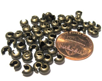 100pcs of Antique Bronze Crimp Beads Covers 4mm(No.CRP864)