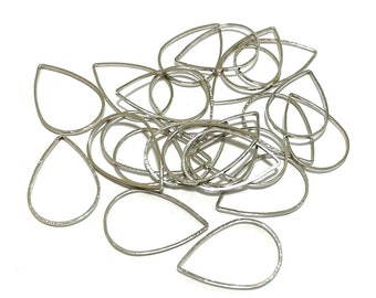 20pcs of Silver Tone Brass Teardrop Links Connectors Rings 25mm(No. LKR932)