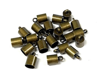 20 Bronze Bead Caps: Cord End Caps, Jewelry Findings (6mm x 10mm)(No.BZCP477)