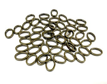 50 piezas de anillos de enlace ovalados de bronce antiguo con conectores abiertos (n.° 515A)