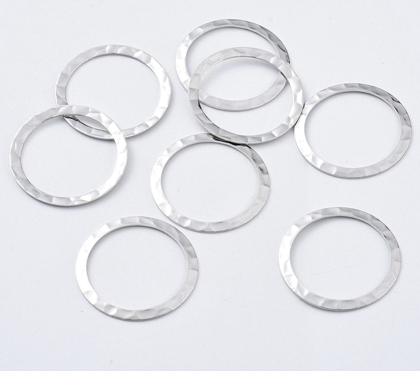 5pcs of Silver Tone Hammered Circle Links Rings(no. 926) - Etsy
