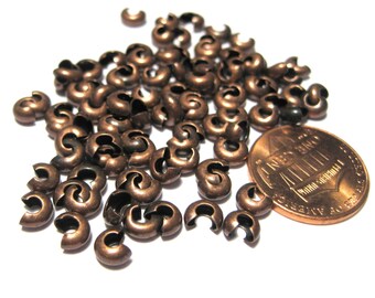 100pcs of Antique Copper Crimp Beads Covers 4mm(No.CRP865)