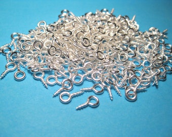 100pcs of Bright Silver Plated Screw Eyes Bails 8x4mm Craft Supplies(No. ASB1009)