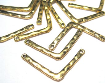 10 pièces de connecteurs de barre en forme de V en or Antique, connecteurs Chevron (No. GCM1171)
