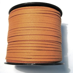 3mm Flat Orange Faux Suede Cord (15ft)