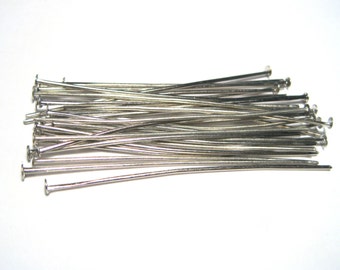 100pcs of Silver Tone Plated Head Pins 2 inche (50mm) 20ga ( No. 5803)