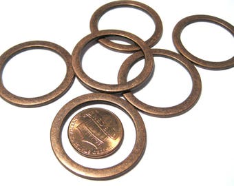 4pcs of Large Antique Copper Circle Ring Links Connectors 32mm(No. CLR699)