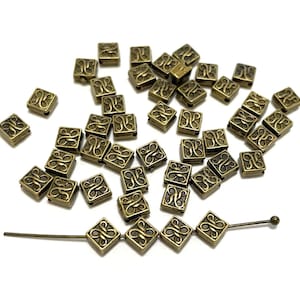 30pcs of Antique Bronze Square Spacer Beads(No.BZSP541)
