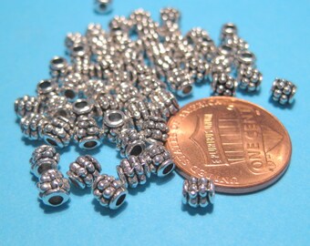 65pcs of Antique Silver Barrel Spacer Beads 4mm Metal Spacer beads(No.SSPC1327)