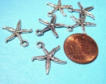 10 pièces de pendentifs à breloques étoile de mer en argent antique 18mm (No.CM049)