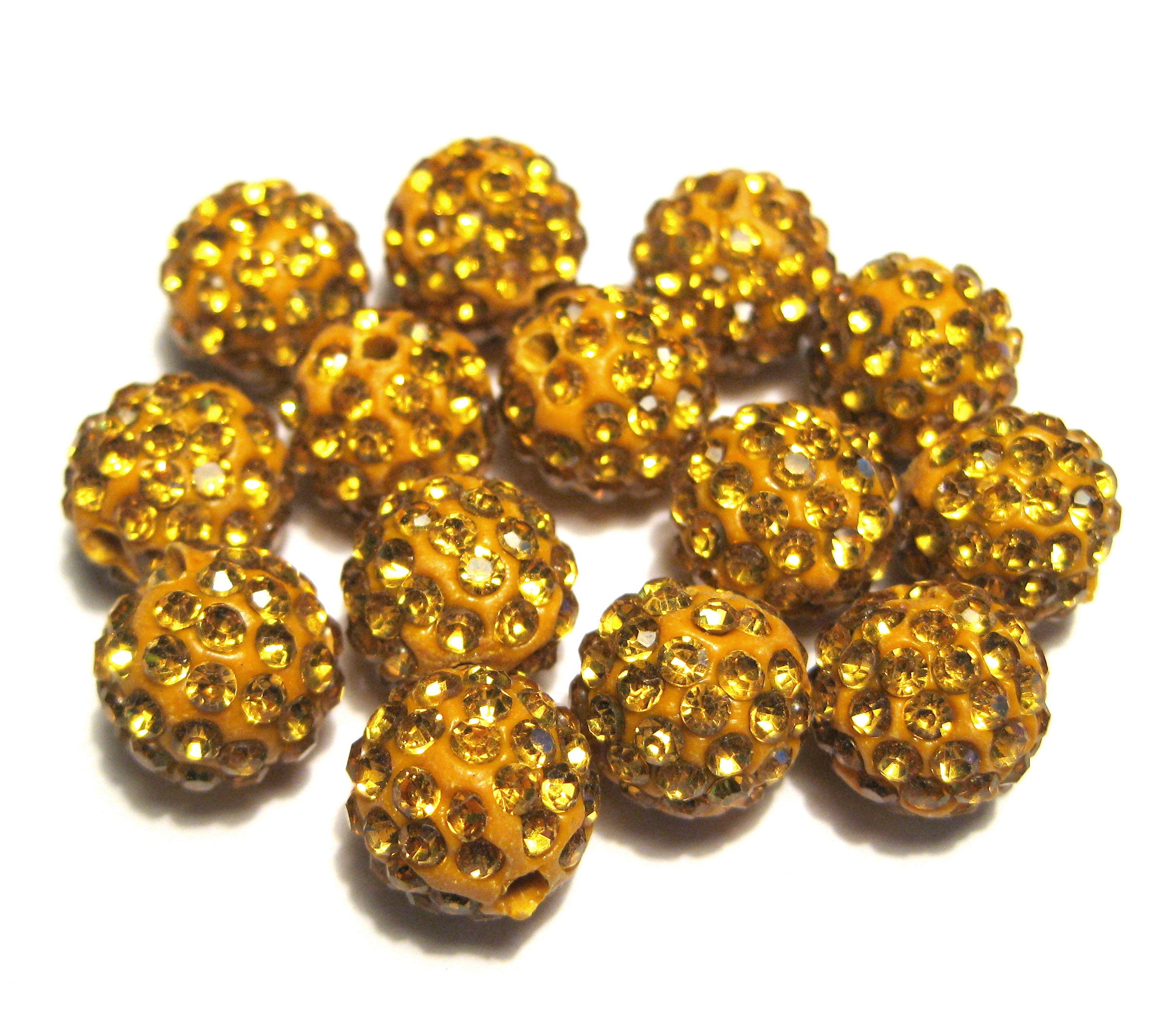 10pcs of Yellow Gold Polymer Clay Rhinestone Beads Pave Disco - Etsy UK