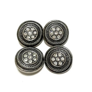 Closeout--4pcs of of Round Snap Button Charms With Rhinestones (No.30)