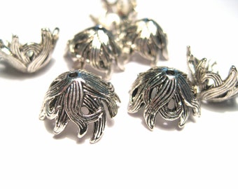 10pcs of Large Antique Silver Flower Bead Caps Cone Caps(No.BCP304)