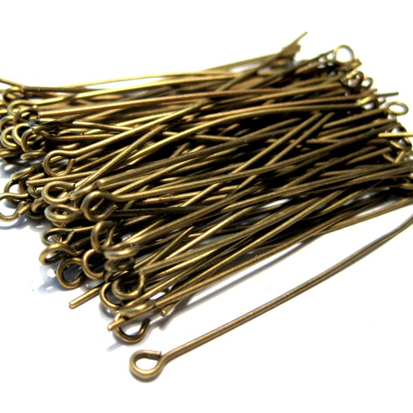 100pcs Antique Bronze Eye pins 2inches 21ga (No.592)