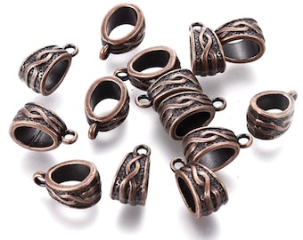 10pcs of Antique Copper Bails Infinity Symbol Pattern Carved Bail Beads(No. ACB2285)